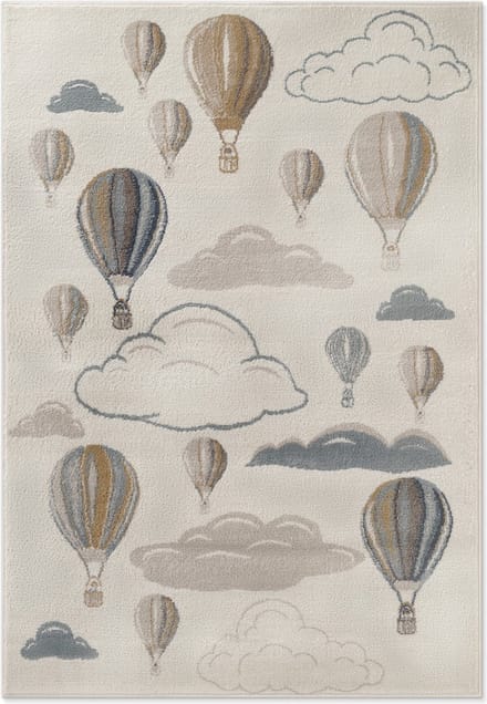 Flycarpets Kindervloerkleed Adventures - Luchtballon - Creme / Multi 120x170 cm