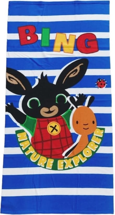 Bing Bunny Strandlaken - Badhanddoek Kinderen - Sneldrogend Microvezel - Blauw/Wit - 70x140 cm