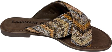Lazamani - Mia Raffia Dames Slippers Beige - Maat 37