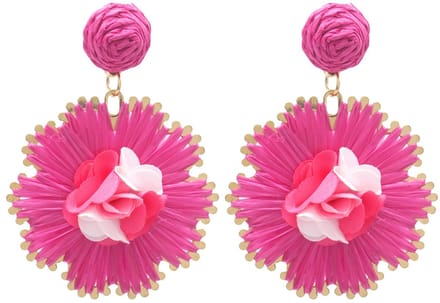 Oorbellen Bloemen – Kunststof – 6x4.5cm – Roze