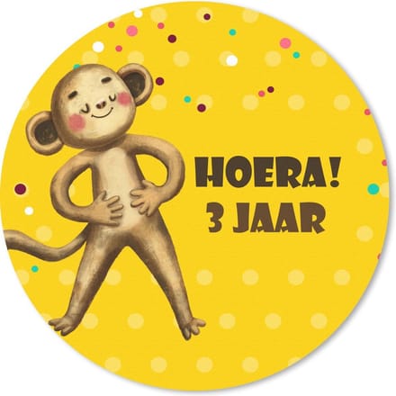 Muismat rond 20x20 cm - Mousepad Verjaardag kind - 3 jaar - Knuffeldier - Ronde muismatten
