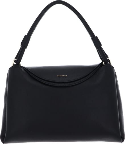 COCCINELLE Leren Schoudertas Eclyps Handbag Grained Leather Noir Zwart