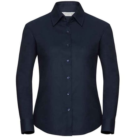 Russell Collection Dames/Dames Oxford Overhemd Met Lange Mouwen (Heldere marine)