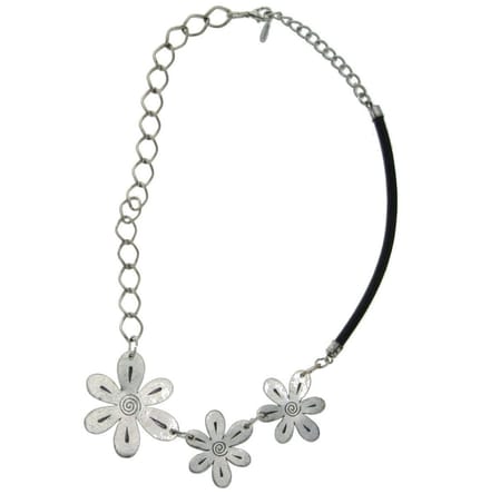 Behave - Ketting met bloemen - Half leren koord - 48 cm
