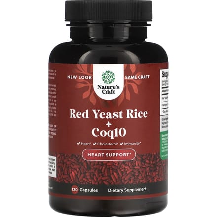 Nature's Craft, riz rouge fermenté, contient du Coq10, 120 gélules