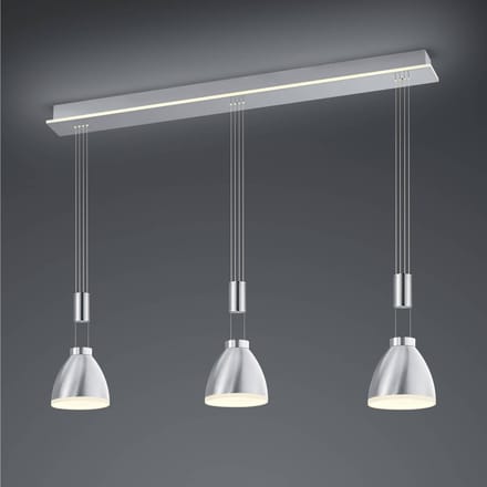 HELL LED hanglamp Leni, 3-lamp, nikkel mat