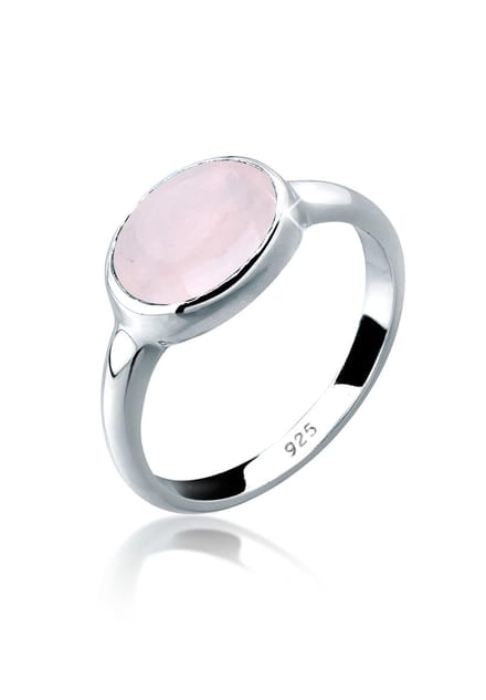 Elli - Ring - Dames Rozenkwarts Solitaire Basic in 925 Sterling Zilver - Dames