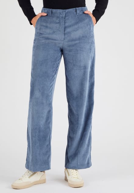 Damart - Fluwelen broek - Dames - Blauw - 48