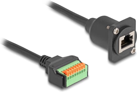 Delock D-Type Cable RJ45 jack to Terminal Block with push button Cat.5e black 30 cm
