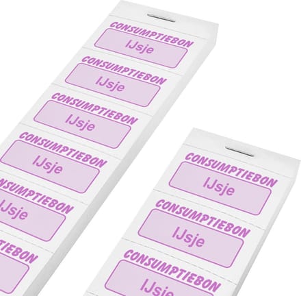 CombiCraft Consumptiebonnen ijsje 10 per strip wit - per 1000 bonnen