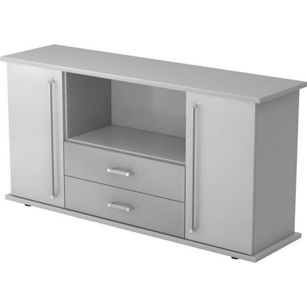 KAPA SB | Dressoir | met deuren + laden - Grijs Chrome metaal handgreep
