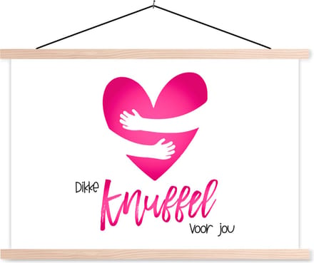 Posterhanger incl. Poster 60x40 cm - Schoolplaat - Beterschap - Quotes - Knuffel - Textielposter - Blanke latten