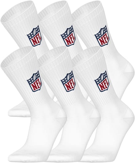 NFL SHIELD Crew Socks - 6-pack - Wit - Maat 39/42