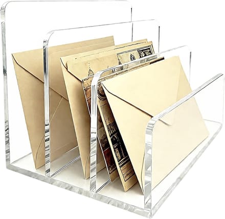 Acryl Folderhouder - Documenten Organizer - Bureau Organiseren - Drie Vakken - 7 x 10.2 x 10.5 cm - Transparant