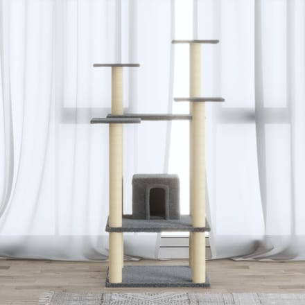vidaXL - Kattenkrabpaal - met - sisal - krabpalen - 110 - cm - lichtgrijs