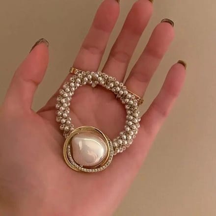 Mode Dame Simulatie Parel Haarbanden Vrouwen Haar Chouchou Haaraccessoires Elsatic Rubberen Band Haarband Paardenstaarthouders brown