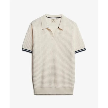 Superdry Johnny Collar Knitted Korte Mouw Poloshirt Beige M Man