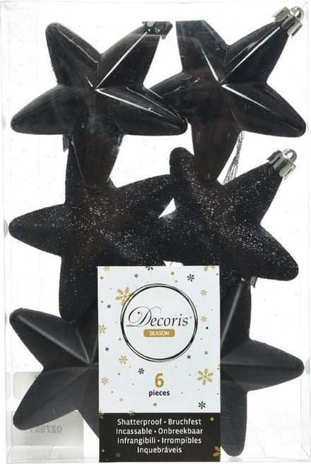 Decoris kersthangers - 6 stuks - 7.5cm - kunststof - mix