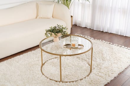 Asir - Salontafel - Goud, transparant - 100% gehard glas - 80 x 80 x 43 cm
