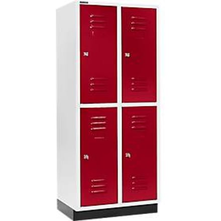 Schäfer Shop Select Kledinglocker, 2 x 2 compartimenten, 400 mm, met fitting, cilinderslot, Deur robijnrood