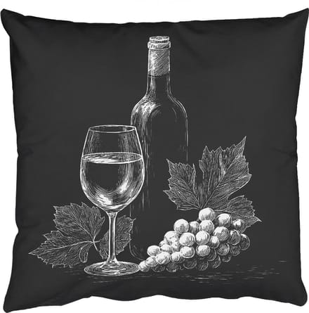 Sierkussens - Kussentjes Woonkamer - 45x45 cm - Wijnfles - Glas - Druiven - Bladeren