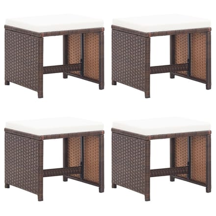 vidaXL - Tuinkrukken - 4 - st - met - kussens - poly - rattan - bruin