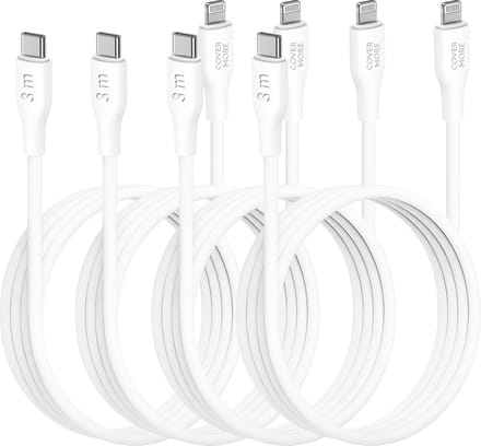 Oplaadkabel geschikt voor Apple - Usb C naar Lightning kabel - 4 stuks - 3 meter - Wit