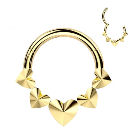 Piercing titanium front hartjes ring 1.2x10 - goud - LMPiercings