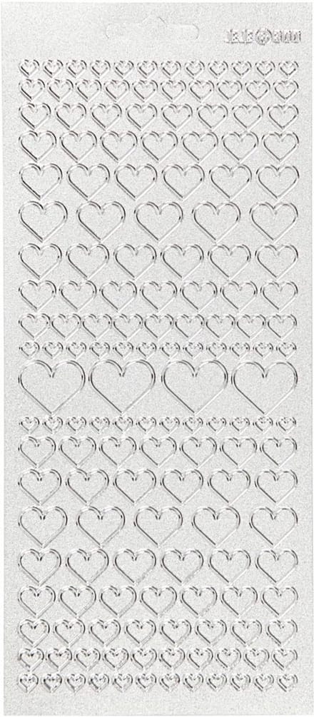 Stickers, harten, vel 10x23 cm, zilver, 1 vel