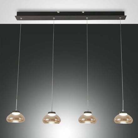 Fabas Luce Hanglamp Arabella 4-lamps in rij, amber