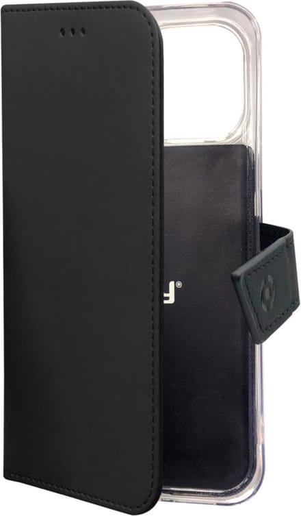 Celly Wally Bookcase Hoesje - Geschikt voor Apple iPhone 14 Pro - Kunstleer - Pasjeshouder - Zwart