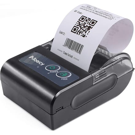 Mini-imprimante thermique Portable sans fil pour reçus d'étiquettes, USB BT Aibecy 58HB6 noir