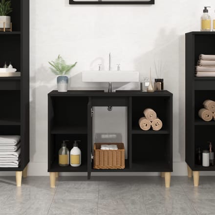 vidaXL - Wastafelkast - 80x33x60 - cm - bewerkt - hout - zwart