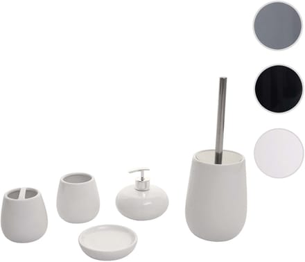 5-delige badkamerset MCW-C72, WC-set badkameraccessoires, keramiek ~ wit