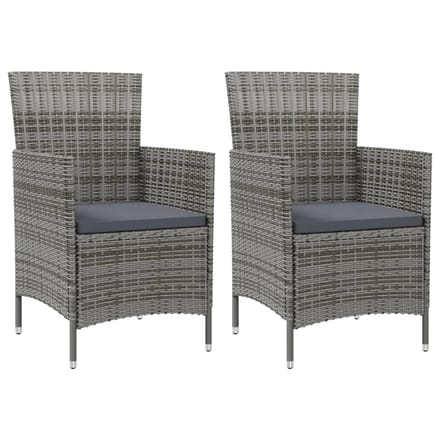 vidaXL - Tuinstoelen - 2 - st - met - kussens - poly - rattan - grijs