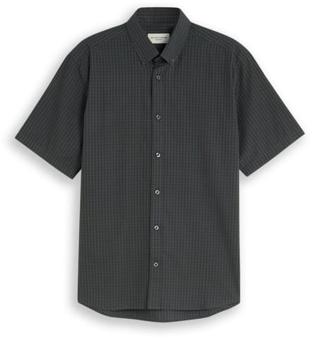 Tom Tailor - Regular fit overhemd met korte mouwen en ruitpatroon - Maat L - darkest olive check