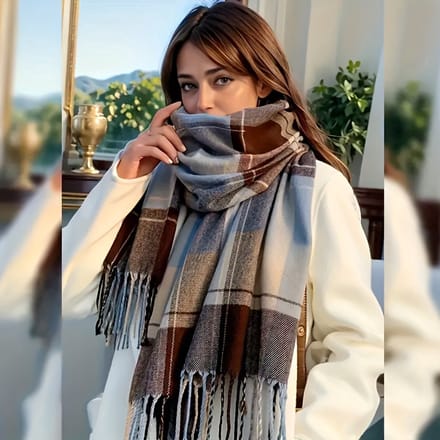 Livé® Blauw Sjaal – Warme Polyester Nekdoek voor Herfst & Winter