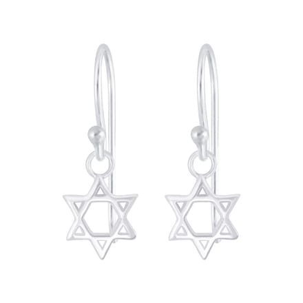 Joy|S - Zilveren ster oorbellen - hexagram oorhangers