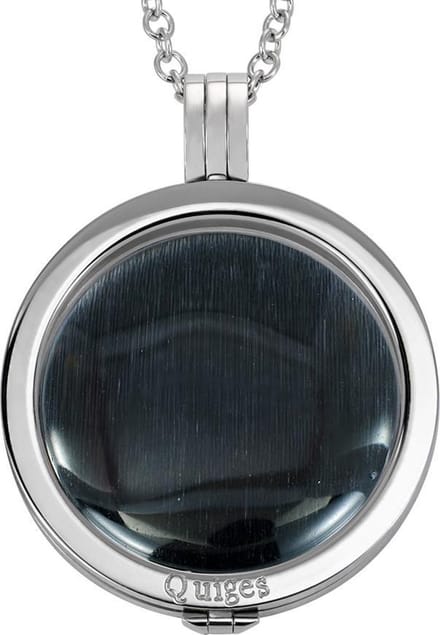 Quiges Munthouder met Ketting en Munt - Dames - RVS Zwart - 33mmØ