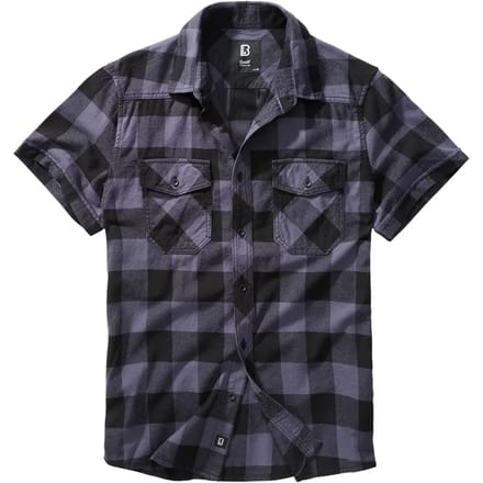 Brandit - Checkshirt Halfsleeve Overhemd - 7XL - Zwart/Grijs