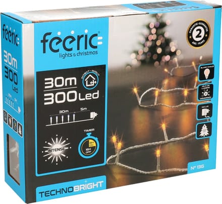 Feeric lights Kerstverlichting - warm wit - 30 meter - 300 led lampjes - transparant snoer