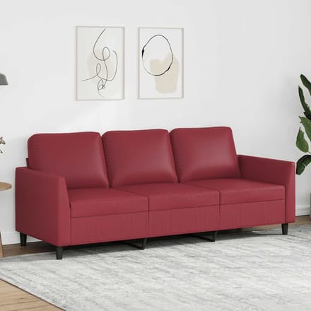 vidaXL - Driezitsbank - 180 - cm - kunstleer - wijnrood