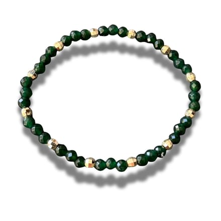 Armband - natuursteen - smaragd - gefacetteerd - 4 mm - 18,5 cm - goudkleurige elementen