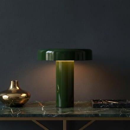 LUSENZ Arcene - Retro Tafellamp Groen Metaal 30 cm - Dressoir lamp - Gecoat metaal - E14 fitting - Met aan/uit-schakelaar