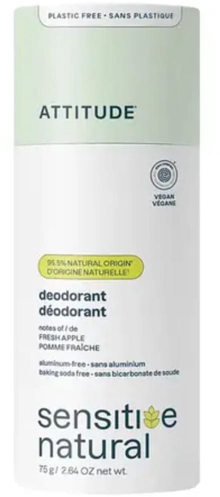Attitude - Super Leaves Fresh Apple Sensitive Plastic-Free Deodorant - 75g
