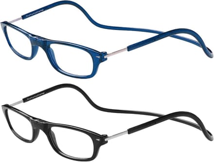 Verstelbare Leesbril Set (2x) Inclusief Blauw & Zwart Inclusief Magneetsluiting
