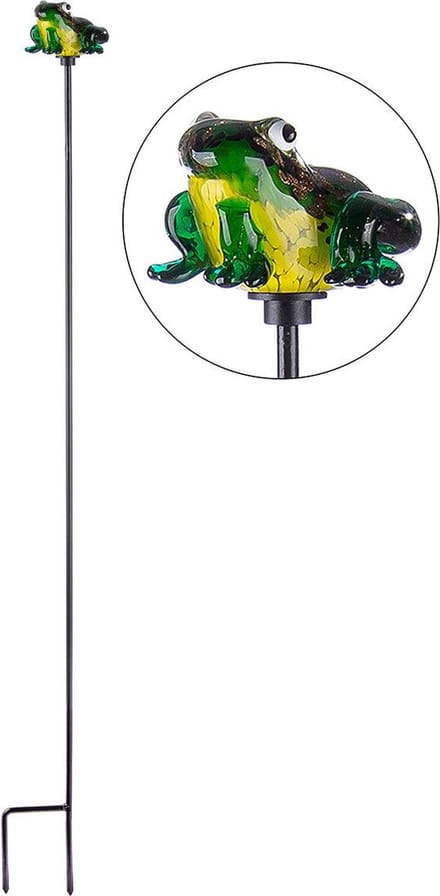 Tuinsteker glas kikker - kleur groen - 107 cm - tuindecoratie