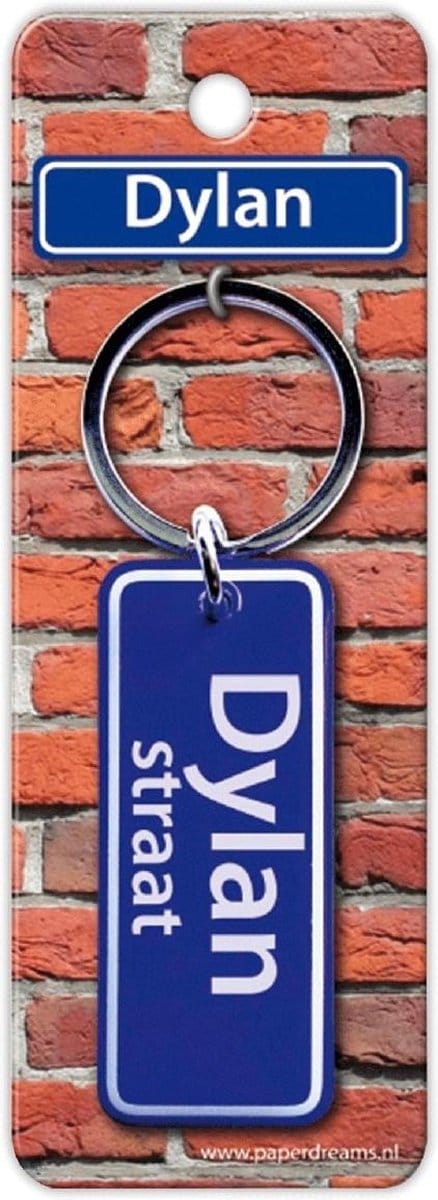 Paper Dreams Sleutelhanger Straatnaam Dylan 9 Cm Staal Blauw
