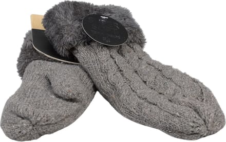 Dames Wanten Teddy - Kabel Motief - Gebreid - Dubbel Gevoerd - Donker Grijs