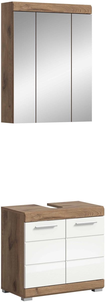 Wave badkamercombinatie wit hoogglans MDF TZ Nox Eiken NB - 34x60x191cm